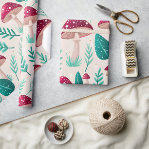 Papier Cadeau Champignon cramoisi scintillant et impression de f