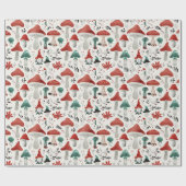 Papier Cadeau Champignon de Noël et Gnome (Plat)