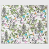 Papier Cadeau champignon floral (Plat)