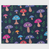 Papier Cadeau Champignon Psychédélique Avec Des Yeux (Plat)