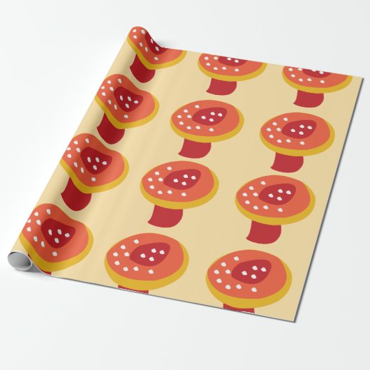 Papier Cadeau Champignon Rouge Jaune (Déroulé)