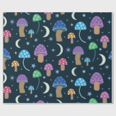 Papier Cadeau Champignon spatial avec lune et étoiles (Plat)