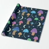 Papier Cadeau Champignon spatial avec lune et étoiles (Déroulé)