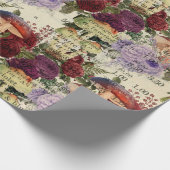 Papier Cadeau Champignons Bois Antique Ephémère Marsala Rouge (Coin)