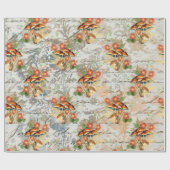 Papier Cadeau Champignons Bois Orange Ancienne Lettre Mint Coral (Plat)