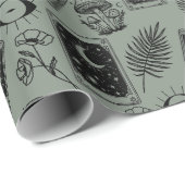 Papier Cadeau Champignons botaniques Witchy Tarot (Coin rond)
