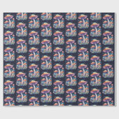 Papier Cadeau Champignons cosmiques Aquarelle Style Art (Plat)