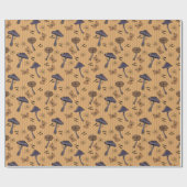 Papier Cadeau Champignons d'Halloween rayé et papillon (Plat)