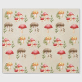 Papier Cadeau Champignons et feuillage forestier (Plat)