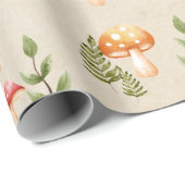 Papier Cadeau Champignons et feuillage forestier (Coin rond)