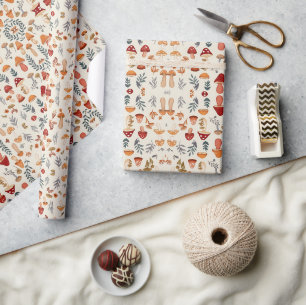 Papier Cadeau Champignons et feuilles