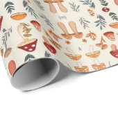Papier Cadeau Champignons et feuilles (Coin rond)