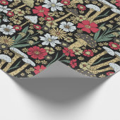 Papier Cadeau Champignons et fleurs rouges et verts (Coin)