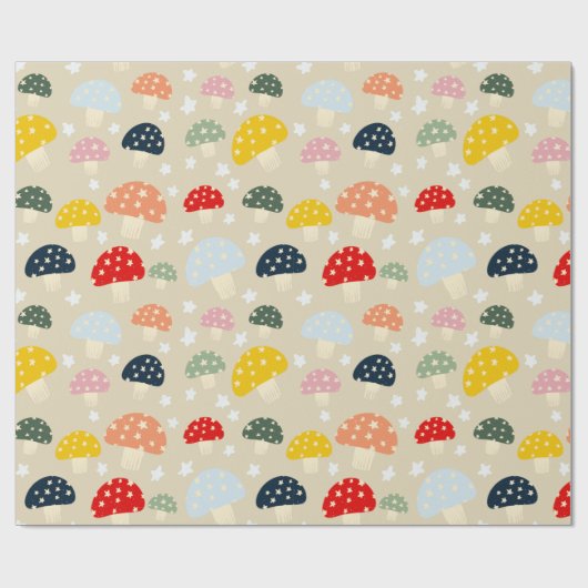 Papier Cadeau Champignons étoilés (Plat)