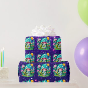 Papier Cadeau Champignons Gardien Cute Charme Thème Inspiré