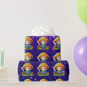 Papier Cadeau Champignons Gardien Cute Charme Thème Inspiré