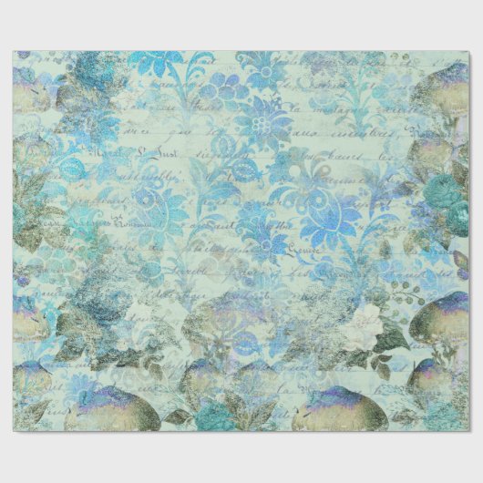 Papier Cadeau Champignons LETTRE VIEUX ROSE PALESSE ANCIENNE Aqu (Plat)