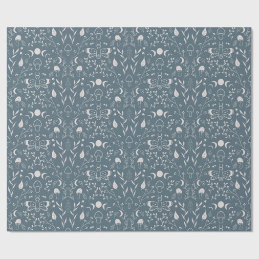 Papier Cadeau Champignons Lune Dragonfly mignonne Motif d'automn (Plat)
