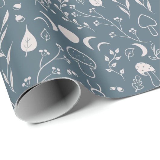Papier Cadeau Champignons Lune Dragonfly mignonne Motif d'automn (Coin rond)