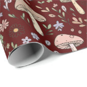 Papier Cadeau Champignons Marron Profond Sans Couture Gothique A (Coin rond)