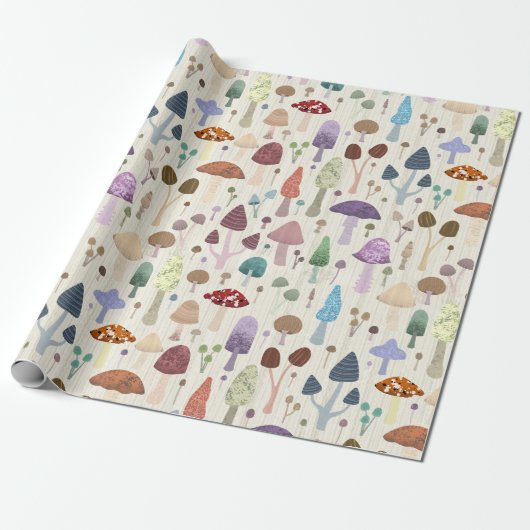 Papier Cadeau Champignons mignons légers (Déroulé)