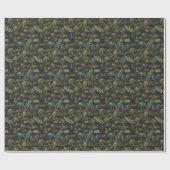 Papier Cadeau Champignons Moody Sage foncé Brown gris vert (Plat)