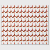 Papier Cadeau Champignons Rose Bois Blanc Delicé (Plat)