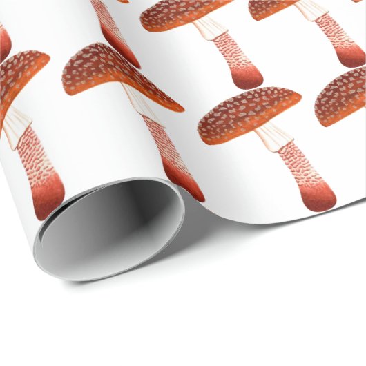 Papier Cadeau Champignons Rose Bois Blanc Delicé (Coin rond)
