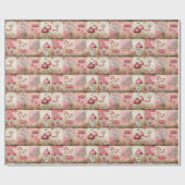 Papier Cadeau Champignons roses (Plat)