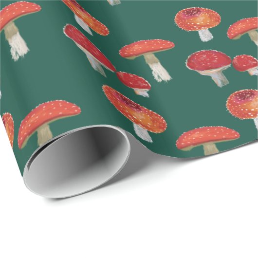 Papier Cadeau Champignons rouges (Coin rond)