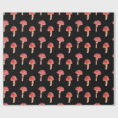 Papier Cadeau Champignons rouges Whimsical | Toadstool Forêt Noi (Plat)