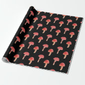 Papier Cadeau Champignons rouges Whimsical | Toadstool Forêt Noi (Déroulé)