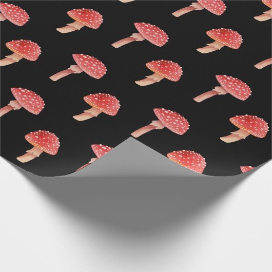 Papier Cadeau Champignons rouges Whimsical | Toadstool Forêt Noi (Coin)