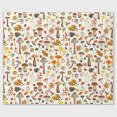 Papier Cadeau Champignons sauvages sur blanc (Plat)