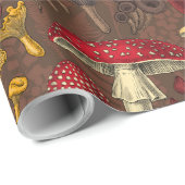 Papier Cadeau Champignons sauvages sur brun (Coin rond)