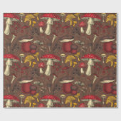 Papier Cadeau Champignons sauvages sur brun (Plat)