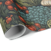 Papier Cadeau Champignons vintages Cottagecore (Coin rond)