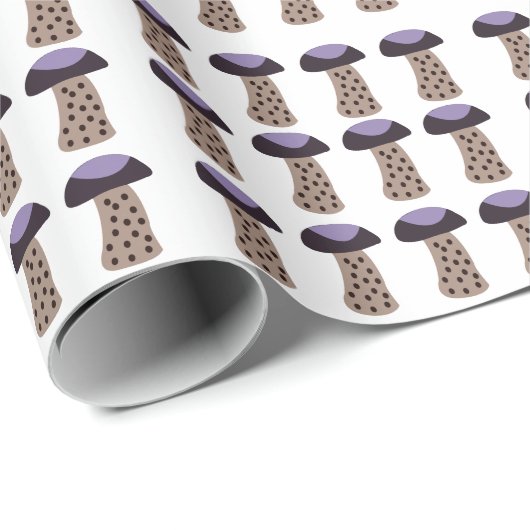 Papier Cadeau Champignons violets (Coin rond)