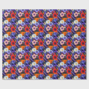 Papier Cadeau Champs de fleurs colorés