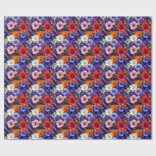 Papier Cadeau Champs de fleurs colorés (Plat)