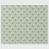 Papier Cadeau Champs de fraises rose et vert (Plat)
