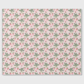 Papier Cadeau Champs de fraises rose et vert (Plat)