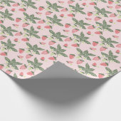 Papier Cadeau Champs de fraises rose et vert (Coin)
