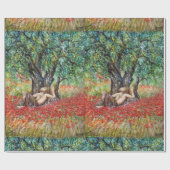 PAPIER CADEAU CHAMPS DE PAN, D'OLIVE ET DE POPPY (Plat)