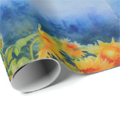 Papier Cadeau Champs de tournesol - brouillard matinal (Coin rond)