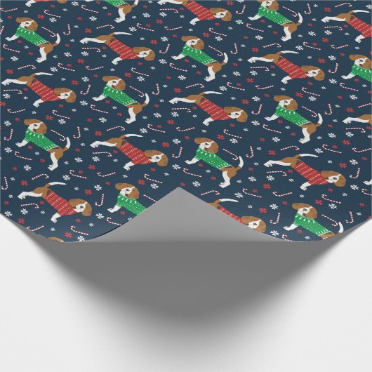 Papier Cadeau Chandail Beagle Chien de Noël (Coin)