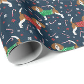 Papier Cadeau Chandail Beagle Chien de Noël (Coin rond)