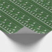 Papier Cadeau Chandail de Noël de tennis Motif tricoté vert (Coin)