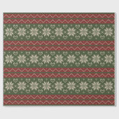 Papier Cadeau Chandail de Noël moche Joyeux Knit Rouge Vert (Plat)