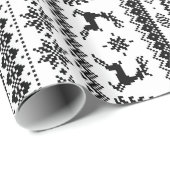 Papier Cadeau Chandail de Noël noir blanc clair motif (Coin rond)